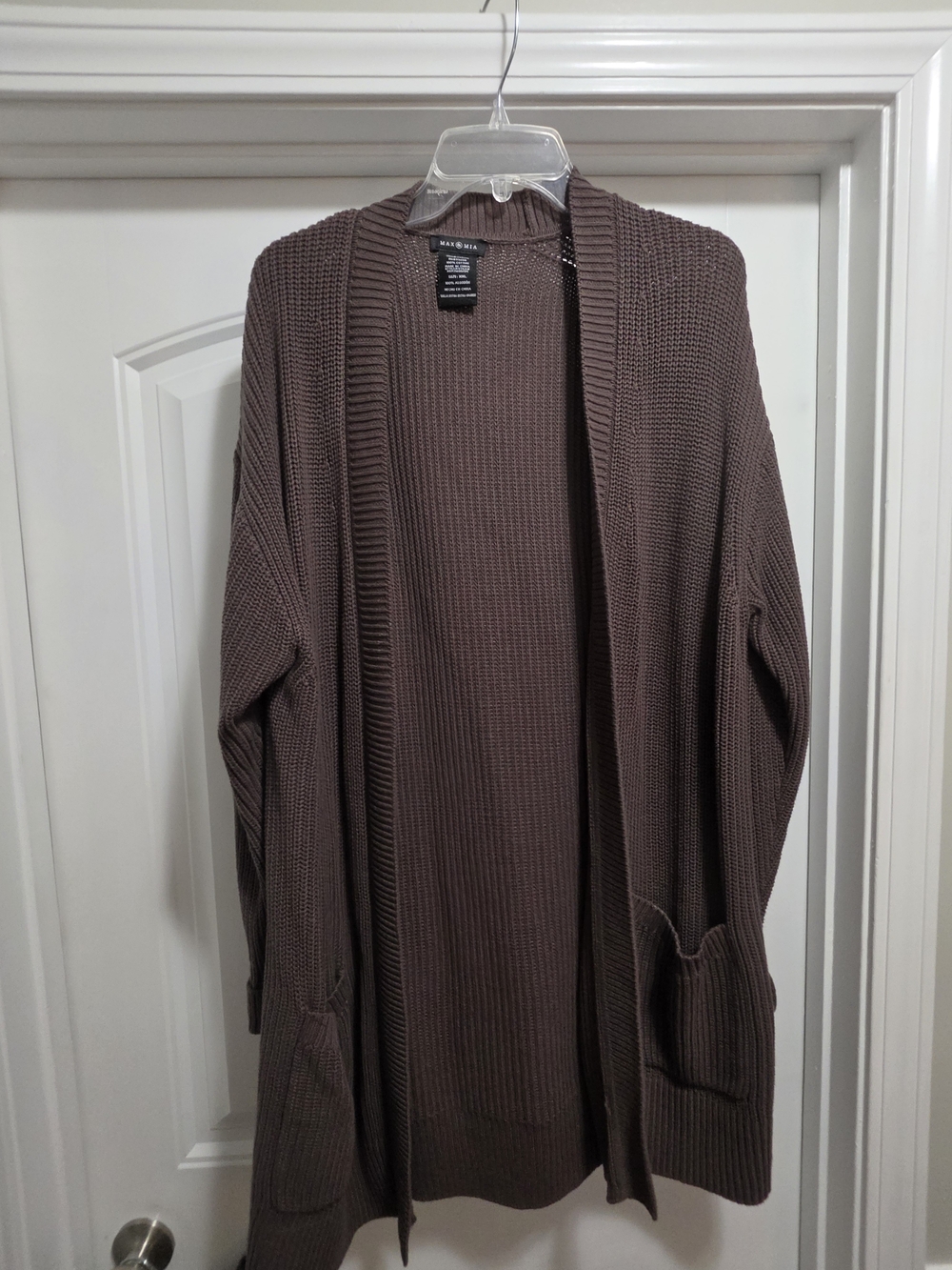 MIA Open-Front Long Cardigan - Taupe Brown
